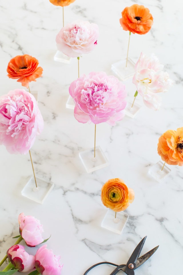 DIY floating flower table display by top Houston lifestyle blogger Ashley Rose of Sugar and Cloth