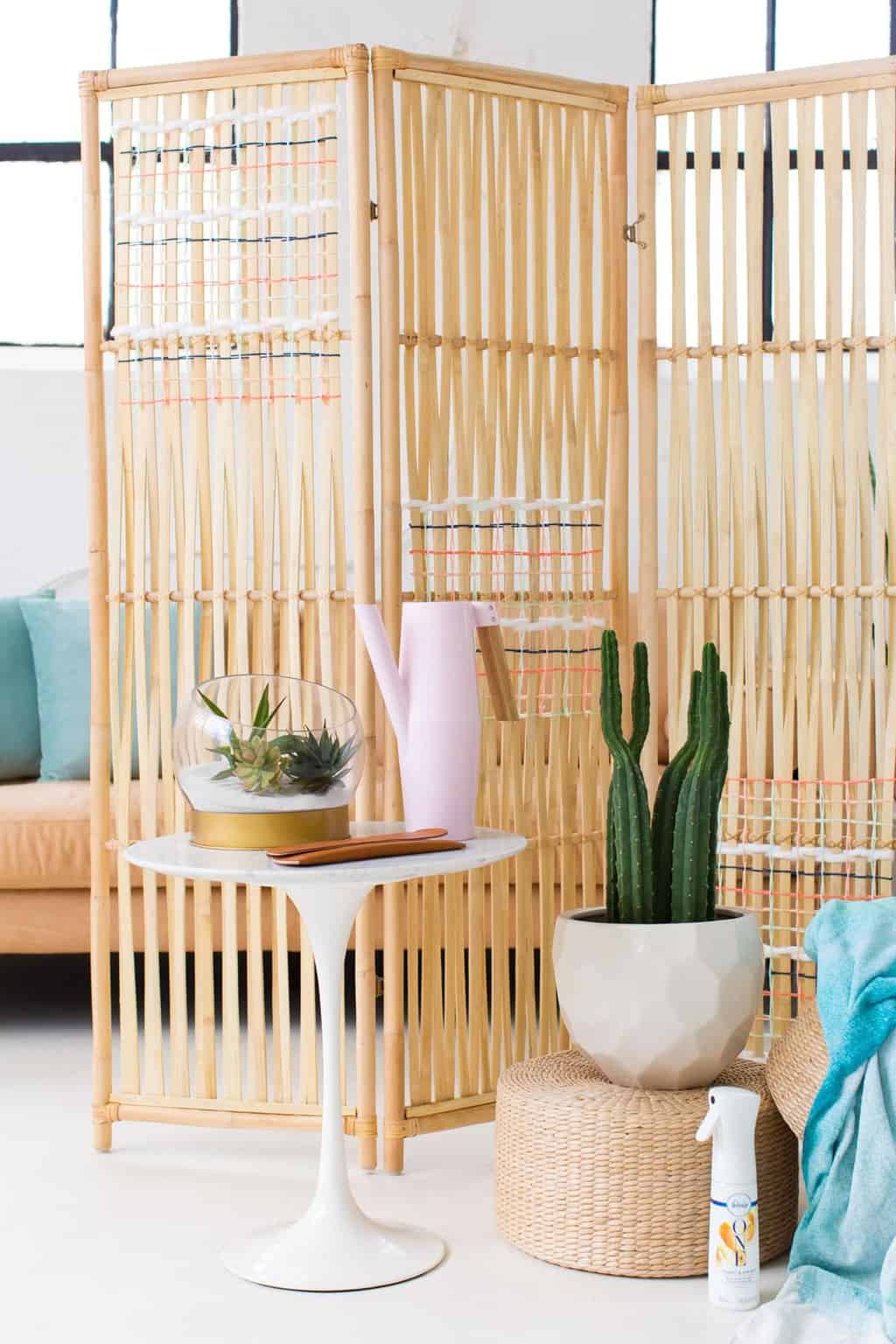 DIY Ikea Hack Woven Room Divider Sugar & Cloth DIY