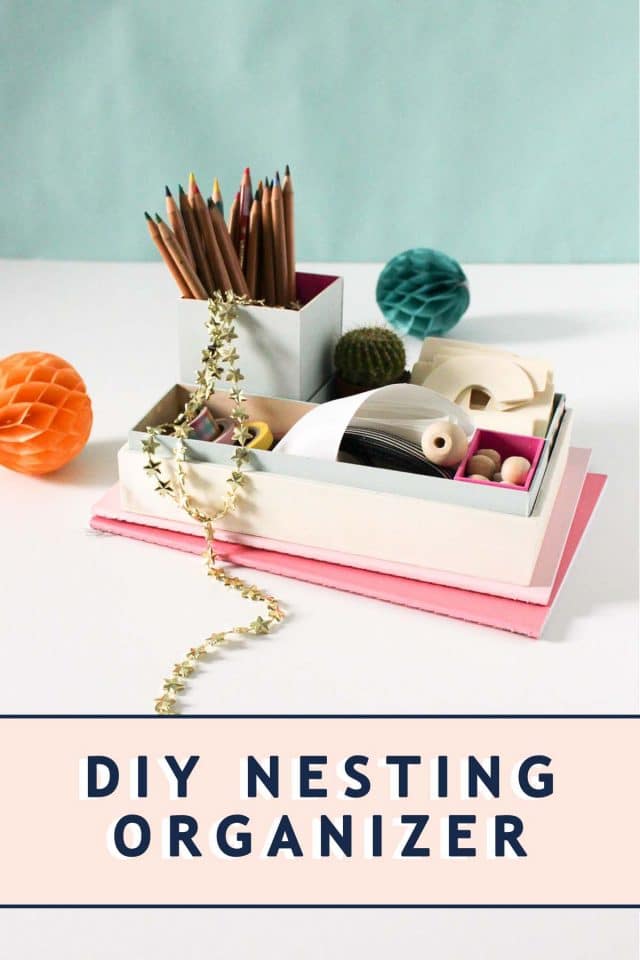 photo of an office diy nesting organizer by top Houston lifestyle blogger Ashley Rose of Sugar & Cloth