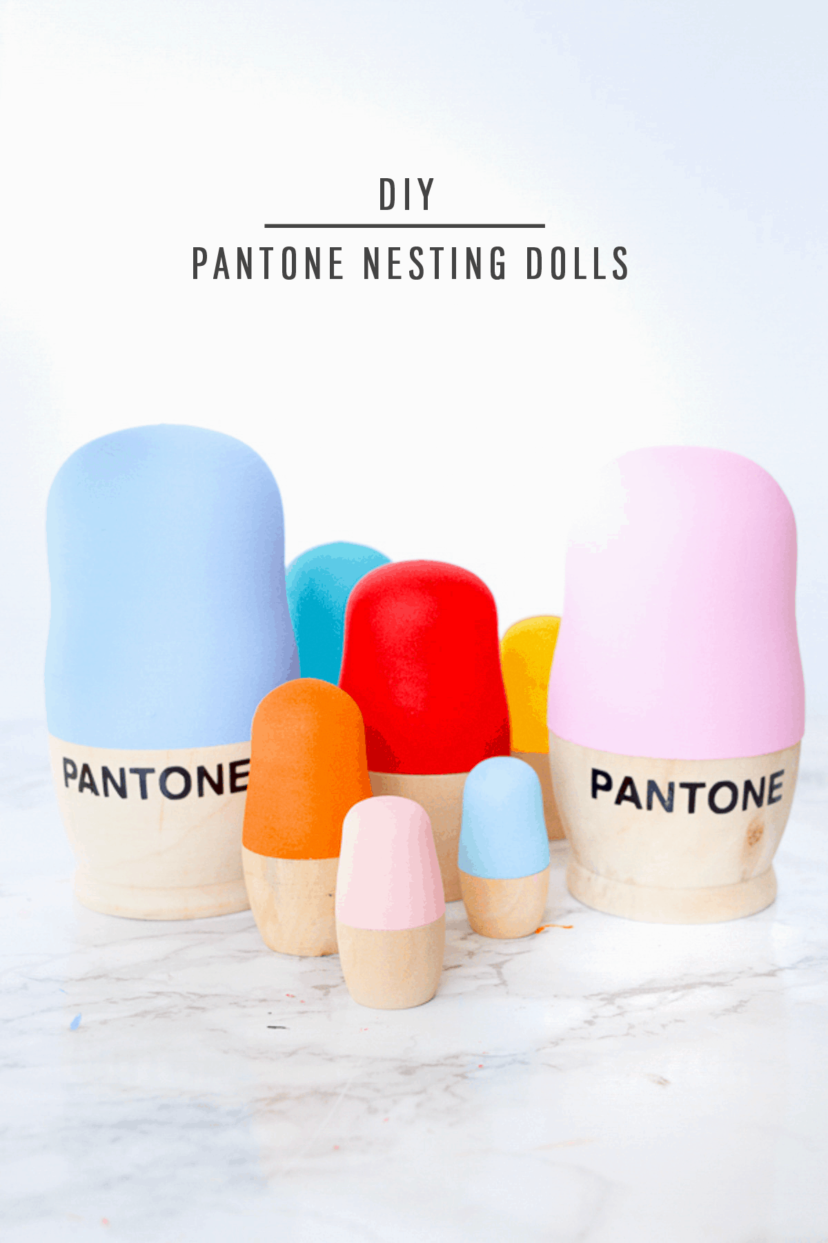 DIY Pantone Nesting Dolls by Sugar & Cloth, an award winning DIY and home decor blog.