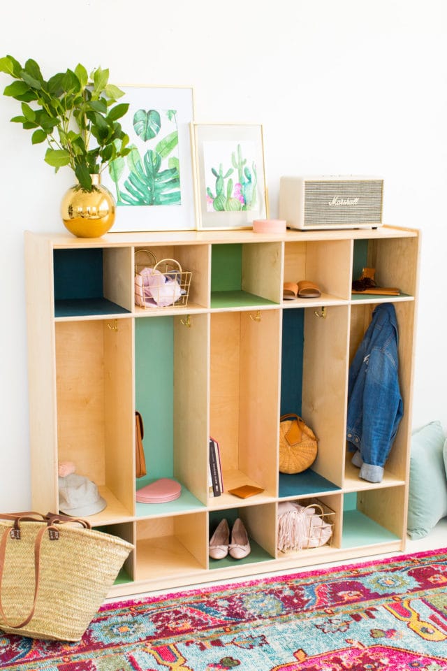 DIY Color Block Storage Lockers by top Houston lifestyle blogger Ashley Rose of Sugar & Cloth