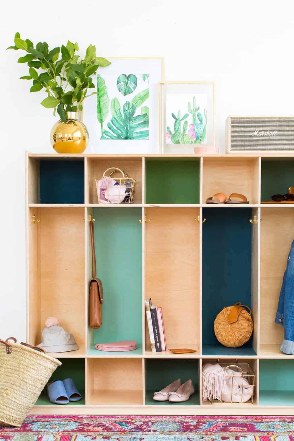 Color Block DIY Mudroom Lockers