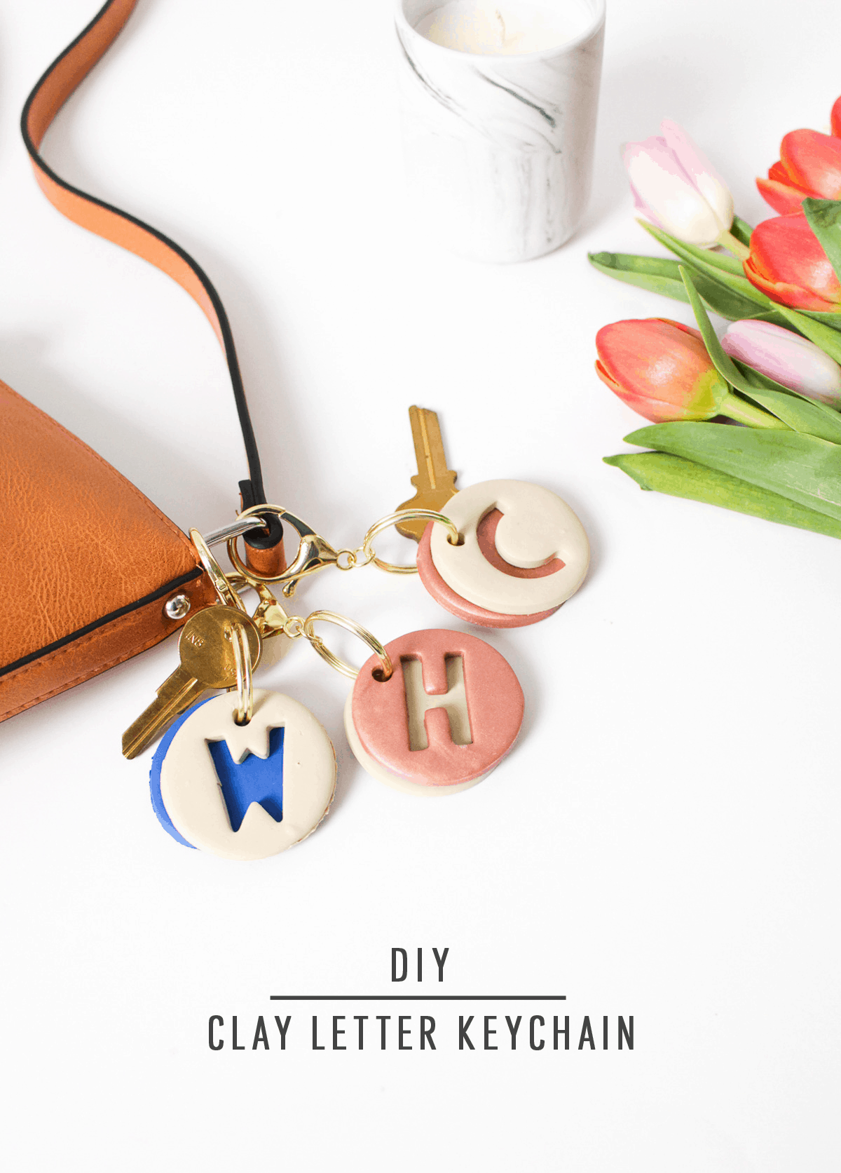 DIY Clay Letter Keychain | Sugar & Cloth DIY Accessories