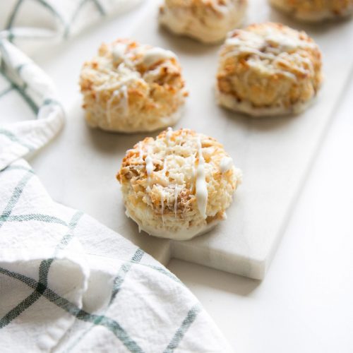 Mango and Pineapple White Chocolate Macaroons by Sugar & Cloth, an award winning DIY, recipes, and home decor blog.