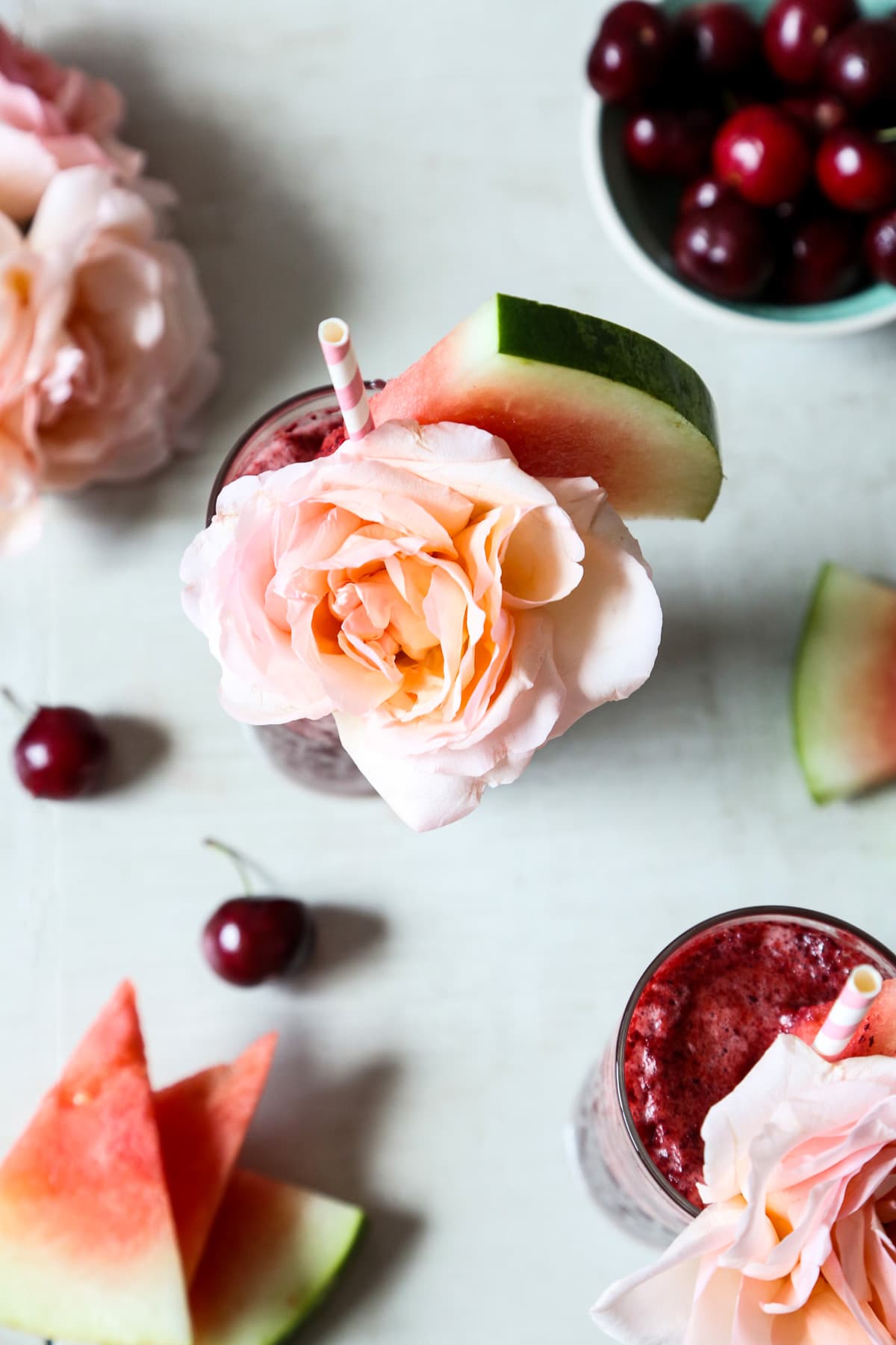 Cherry Watermelon Frosé by Ashley Rose of Sugar & Cloth, a top lifestyle blog in Houston, Texas