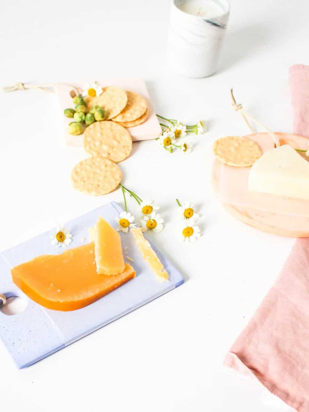 DIY Mini Colorful Cheese Boards by Ashley Rose of Sugar & Cloth, a top lifestyle blog in Houston, Texas