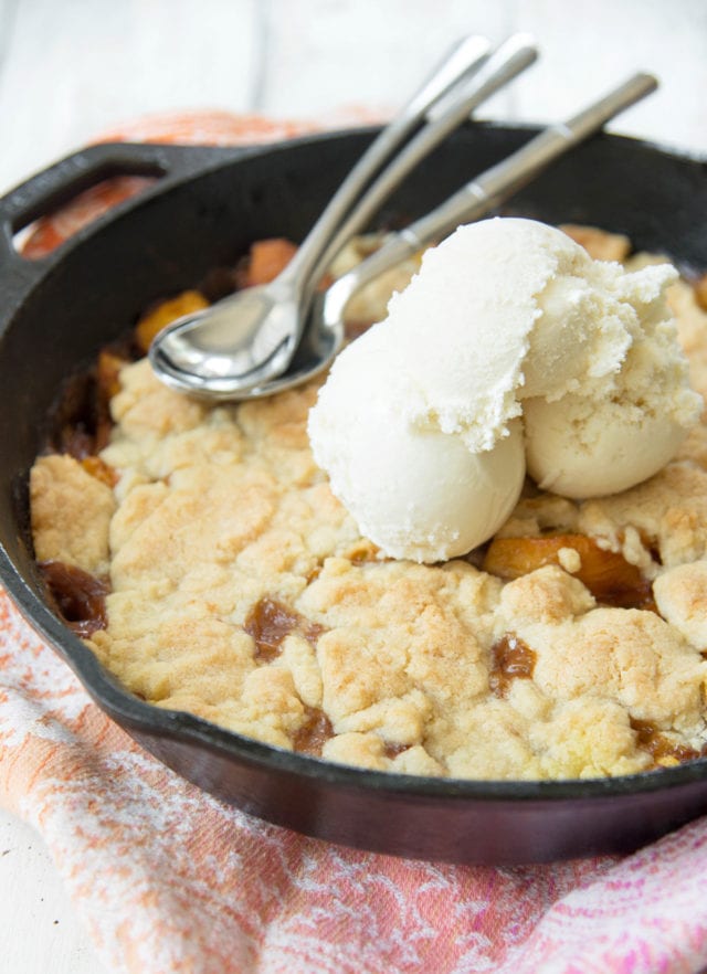 Skillet Peach Cobbler Recipe by Ashley Rose of Sugar & Cloth, a top lifestyle blog in Houston, Texas