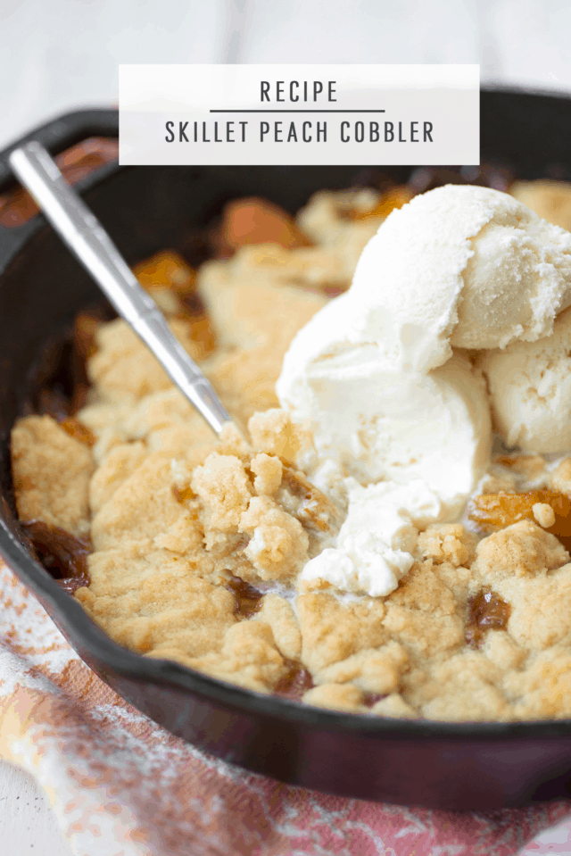Skillet Peach Cobbler Recipe by Ashley Rose of Sugar & Cloth, a top lifestyle blog in Houston, Texas
