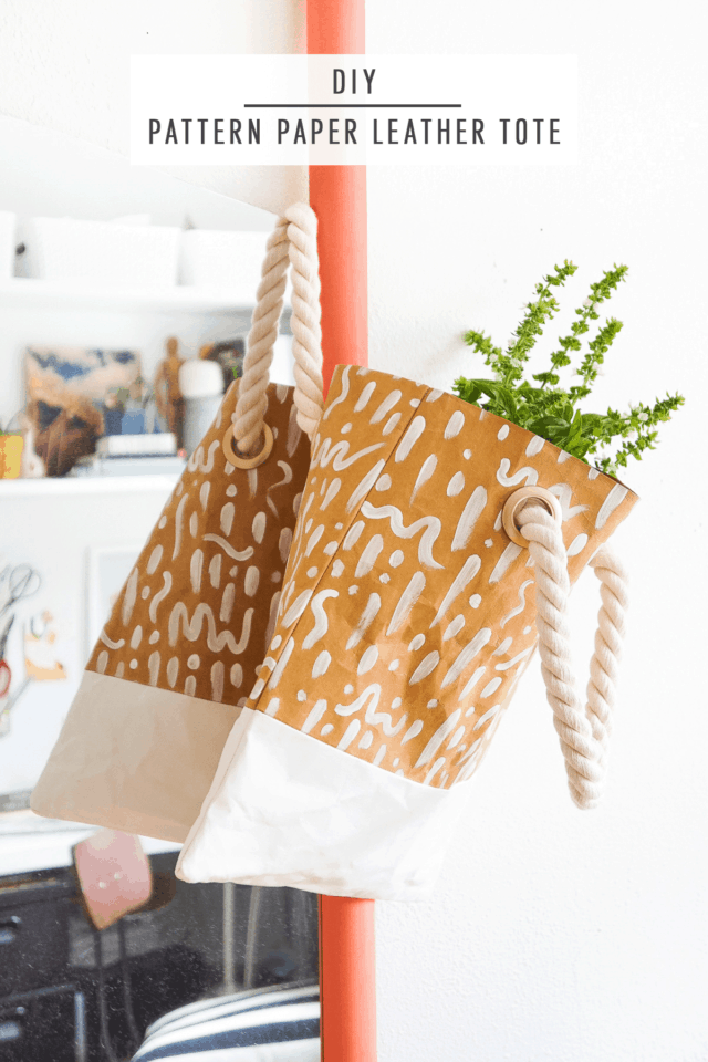 DIY Pattern Paper Leather Tote by Ashley Rose of Sugar & Cloth, a top lifestyle blog in Houston, Texas