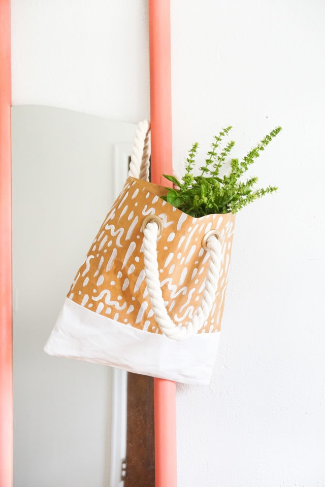 DIY Pattern Paper Leather Tote by Ashley Rose of Sugar & Cloth, a top lifestyle blog in Houston, Texas