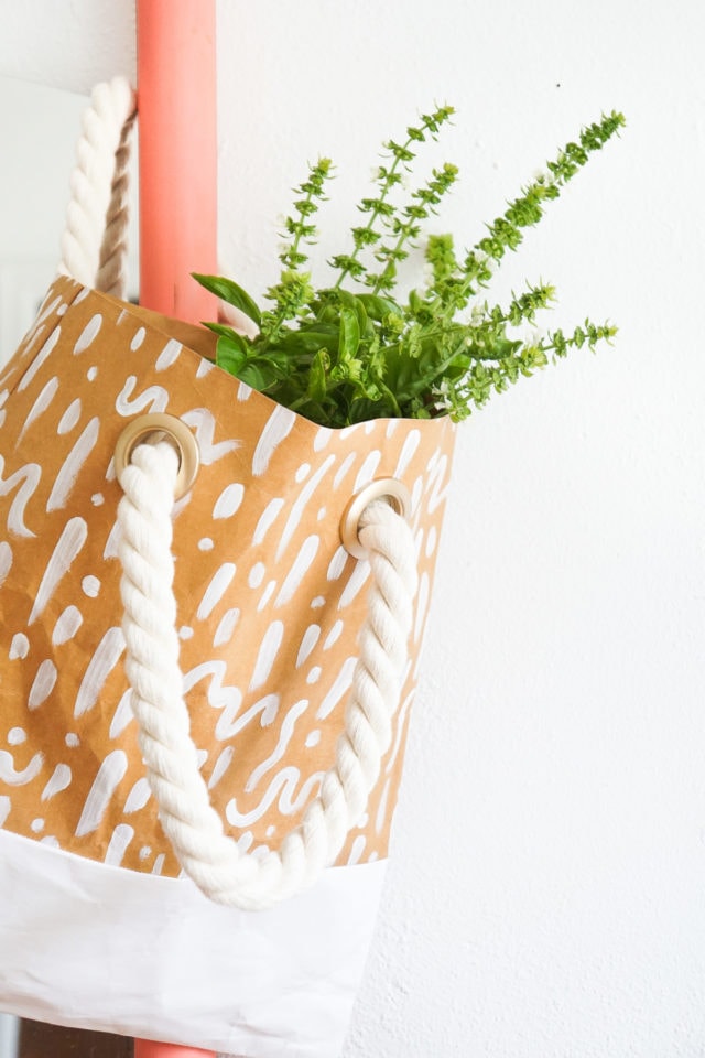 DIY Pattern Paper Leather Tote by Ashley Rose of Sugar & Cloth, a top lifestyle blog in Houston, Texas