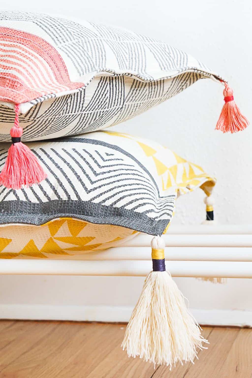 DIY Tasseled Throw Pillows by Ashley Rose of Sugar & Cloth, a top lifestyle blog in Houston, Texas