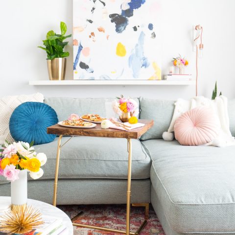 Date Night In: DIY TV Tray Table & Folded Heart Napkins by top Houston lifestyle blogger Ashley Rose of Sugar and Cloth