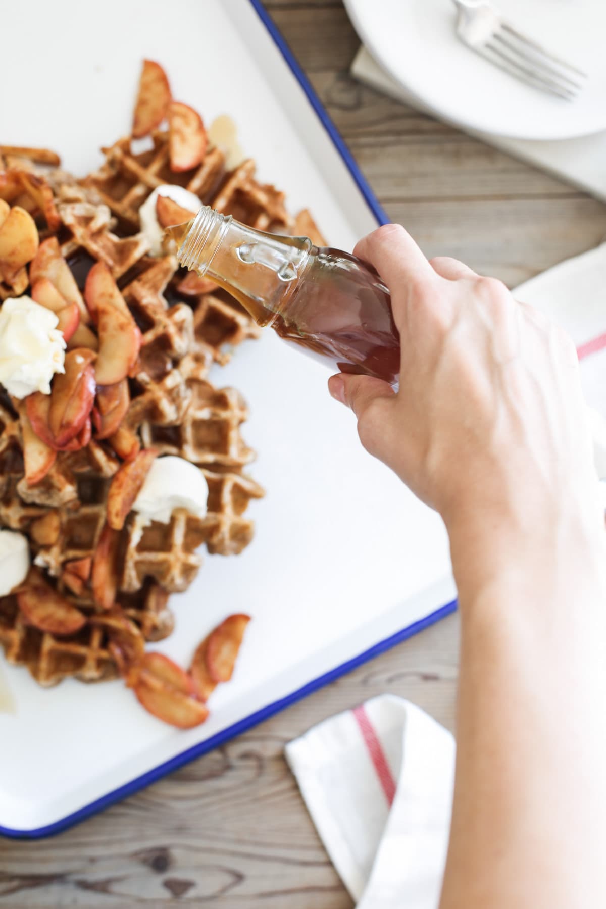 Spiced Cinnamon Apple Waffles with Bourbon Syrup by Ashley Rose of Sugar & Cloth, a top lifestyle blog in Houston, Texas