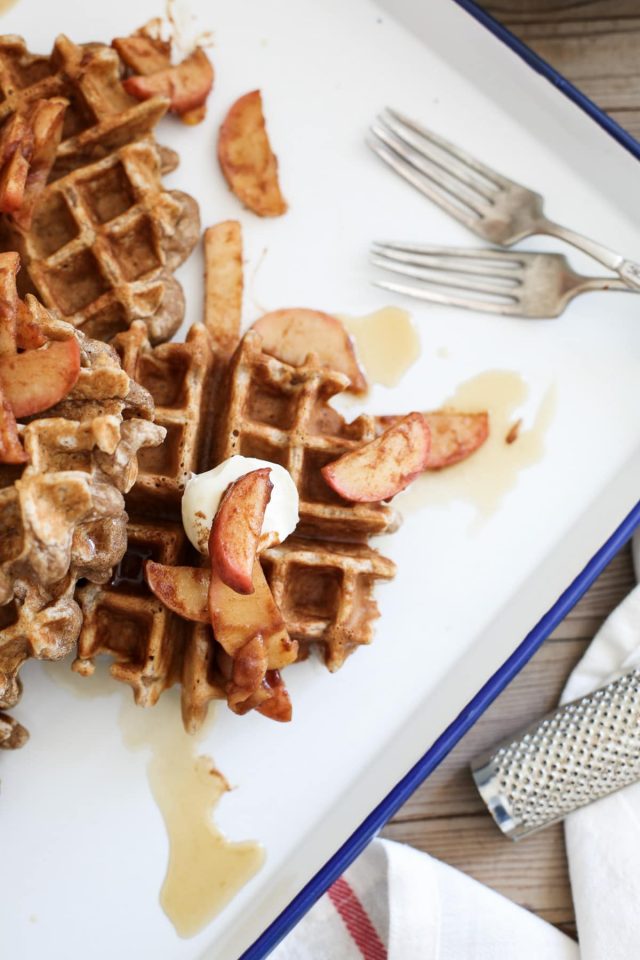 Spiced Cinnamon Apple Waffles with Bourbon Syrup Recipe