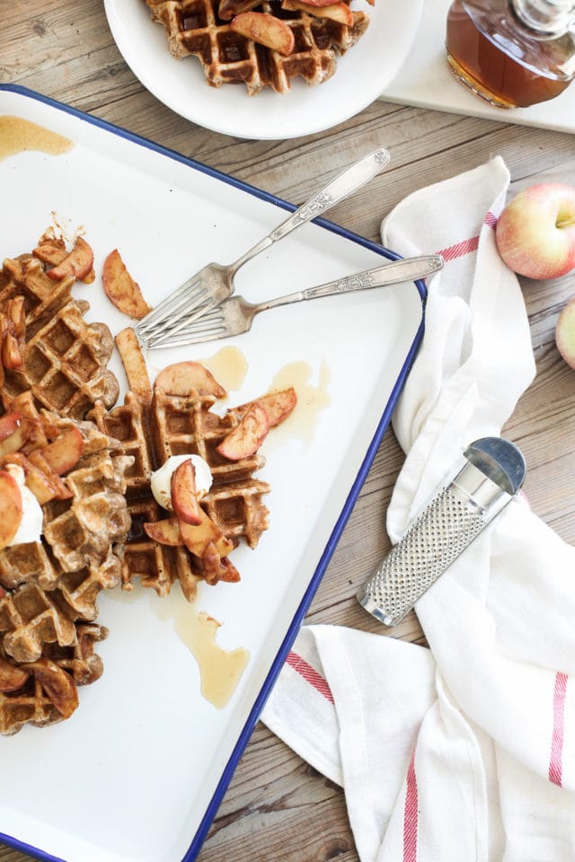 Spiced Cinnamon Apple Waffles with Bourbon Syrup by Ashley Rose of Sugar & Cloth, a top lifestyle blog in Houston, Texas