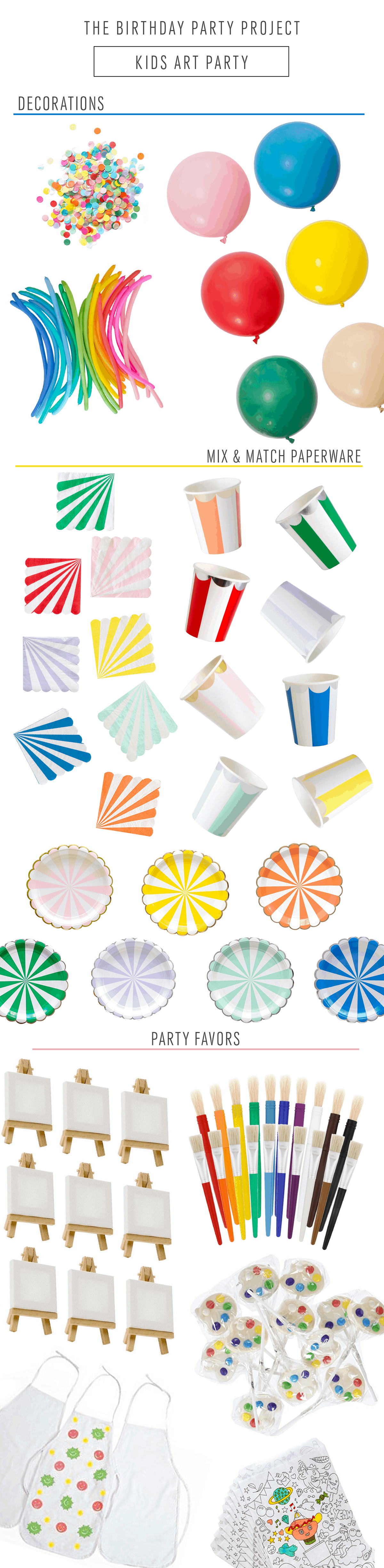 art birthday party favors