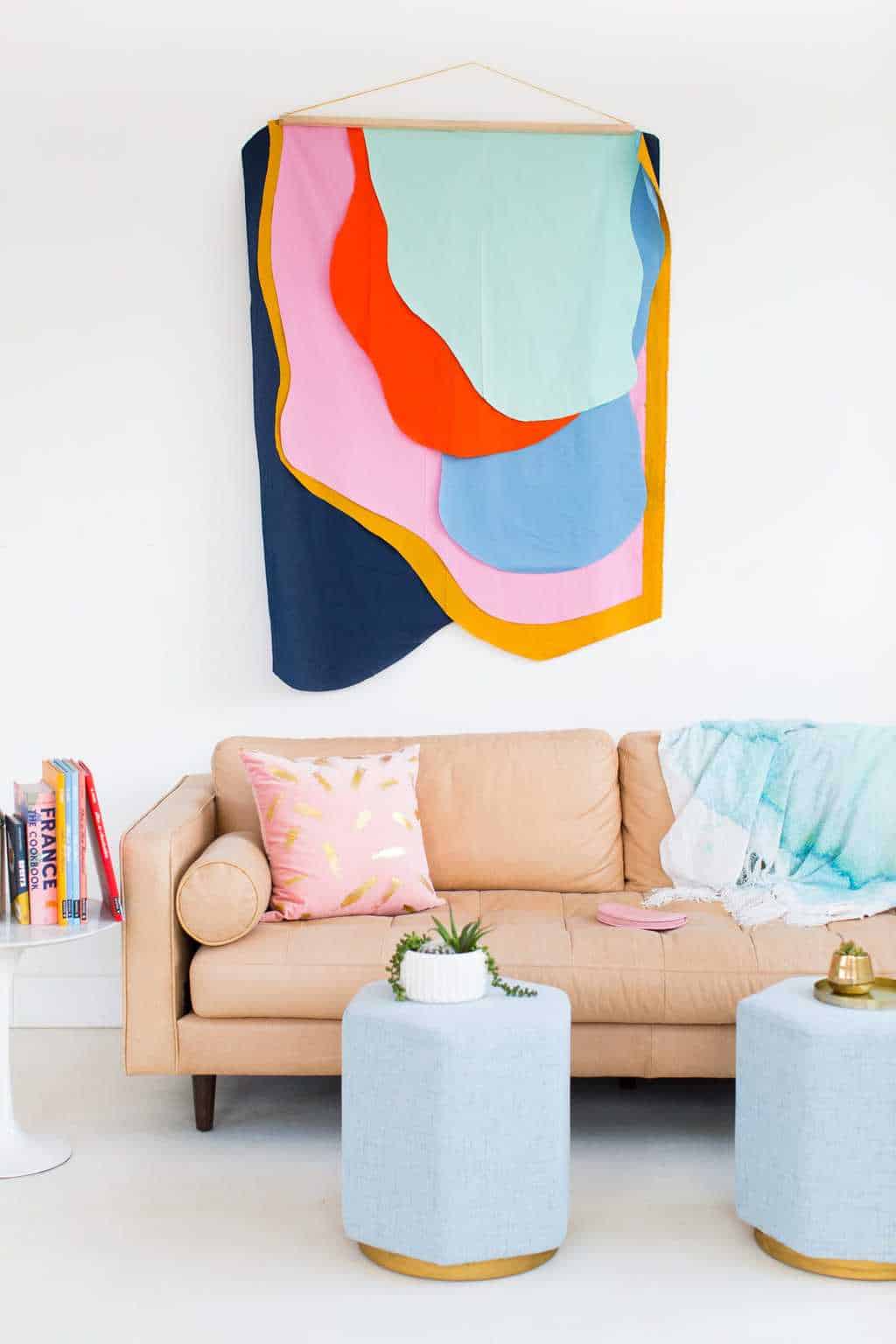 Colorful DIY Fabric Wall Hanging