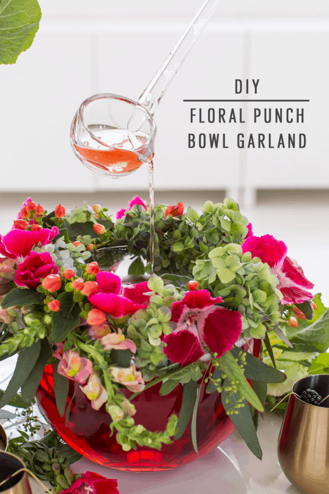 DIY Floral Punch Bowl Wreath + Sparkling Blackberry Mocktail Recipe by top Houston lifestyle blogger Ashley Rose of Sugar & Cloth