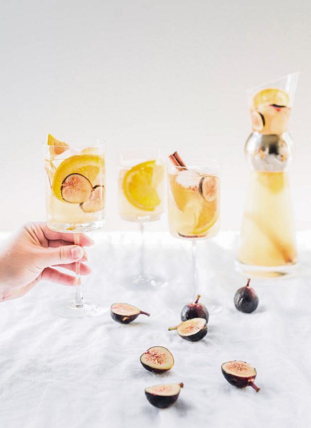 photo of a white wine sangria recipe with figs