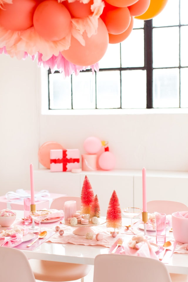 A Perfectly Pink Holiday Party Table by Houston lifestyle blogger Ashley Rose of Sugar & Cloth
