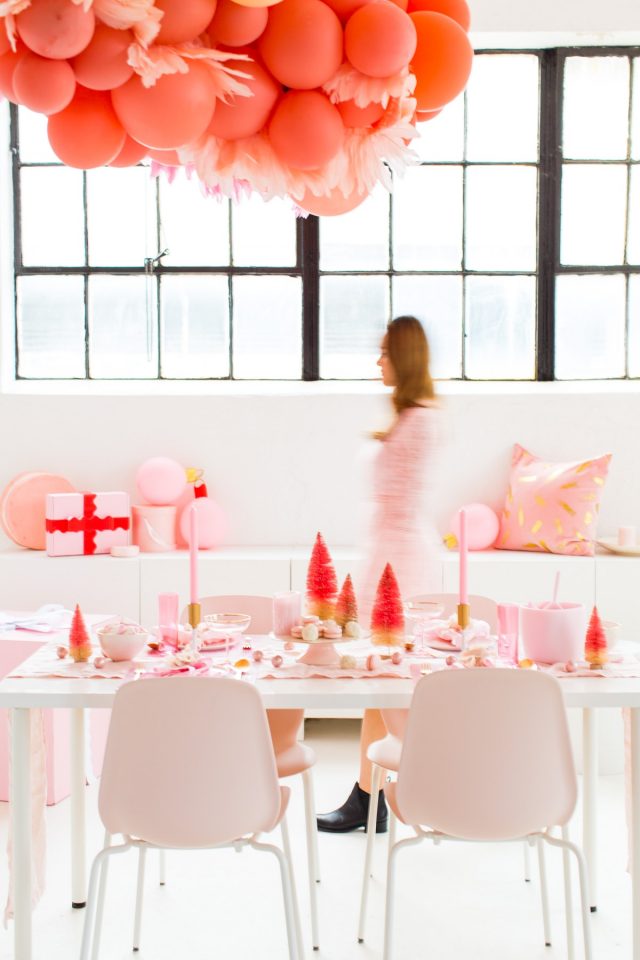 A Perfectly Pink Holiday Party Table