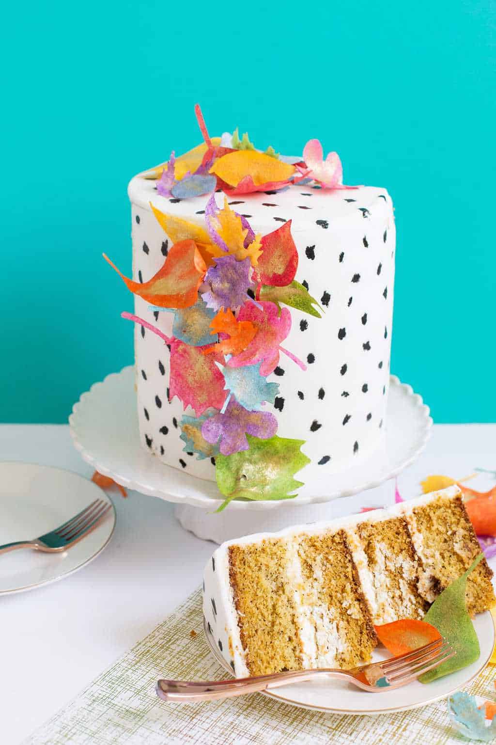 Colorful Leaves Chai Spice Cake Recipe by top Houston lifestyle blogger Ashley Rose of Sugar and Cloth