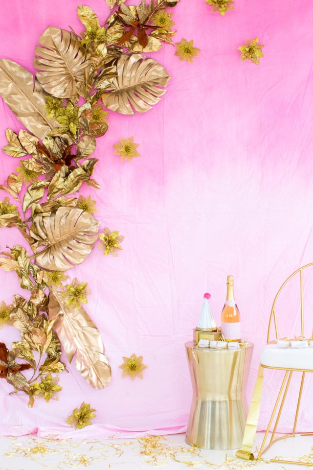 DIY Gold Leaf Photo Backdrop by top Houston Lifestyle blogger Ashley Rose of Sugar and Cloth