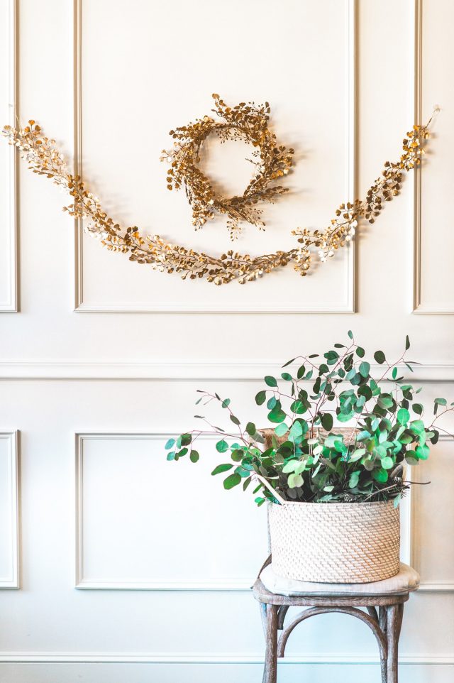 DIY Gold Wreath and Garland by top Houston lifestyle blogger Ashley Rose of Sugar and Cloth