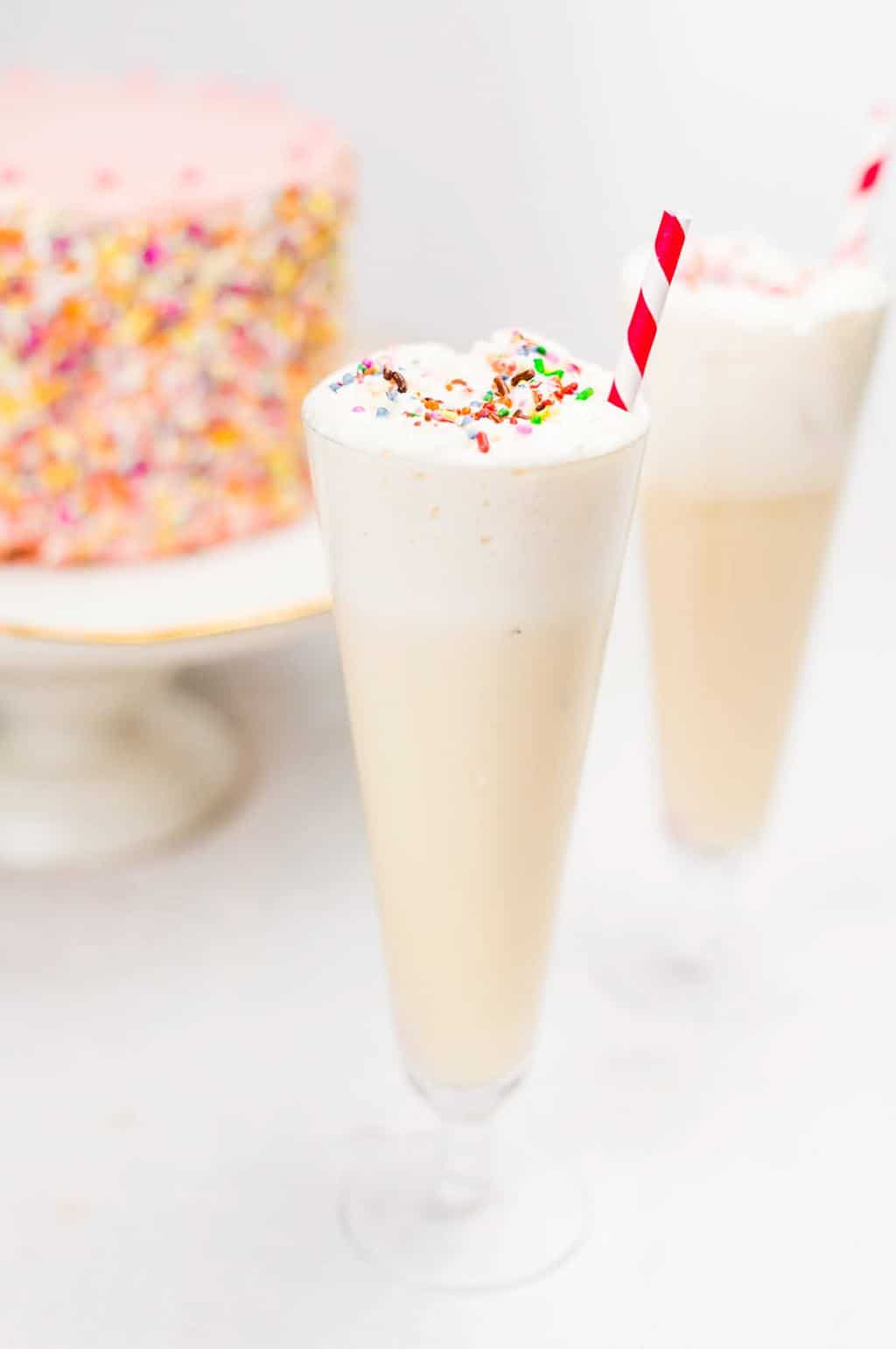 creamy birthday cake cocktail recipe by top Houston lifestyle blogger Ashley Rose of Sugar and Cloth
