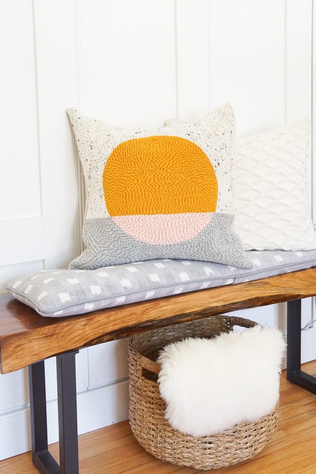Step 15 -DIY Rug Hook Pillow by top Houston lifestyle blogger Ashley Rose of Sugar and Cloth #rughook #diy #poillow #craft #diypillow #doityourself #pillowcase #homedecor #diydecor