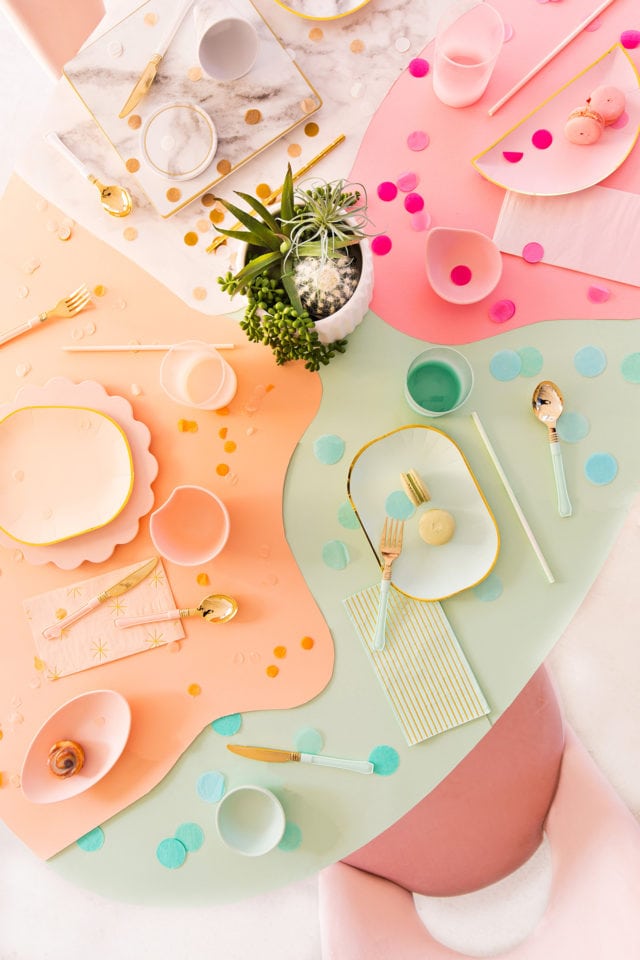 DIY Paper Color Block Table Covering