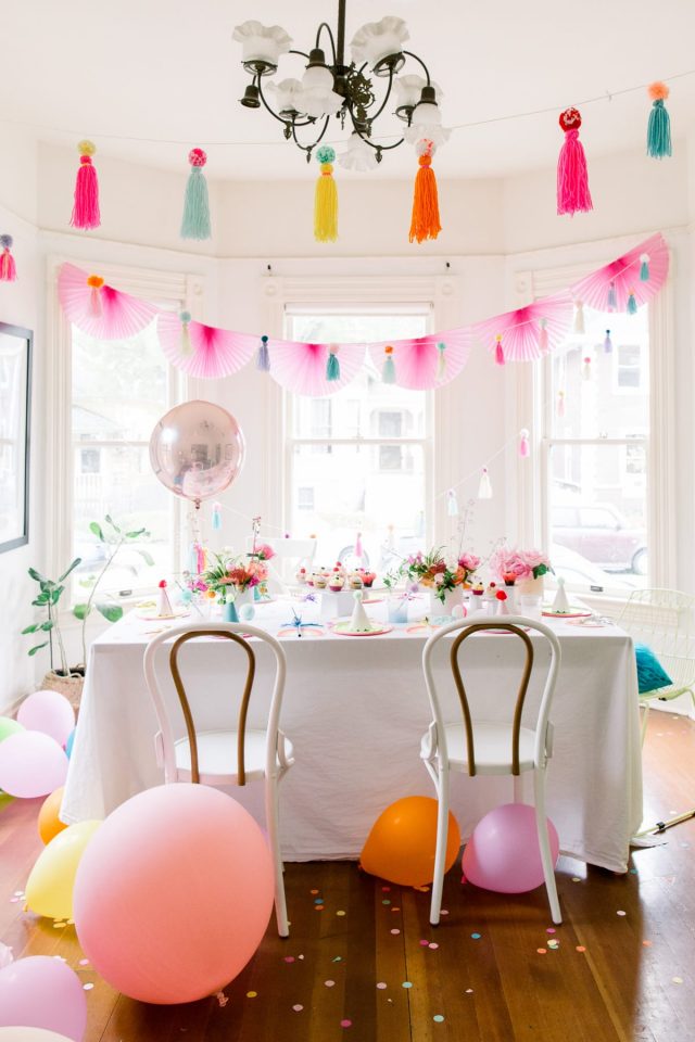 Colorful Pom Pom Birthday Party