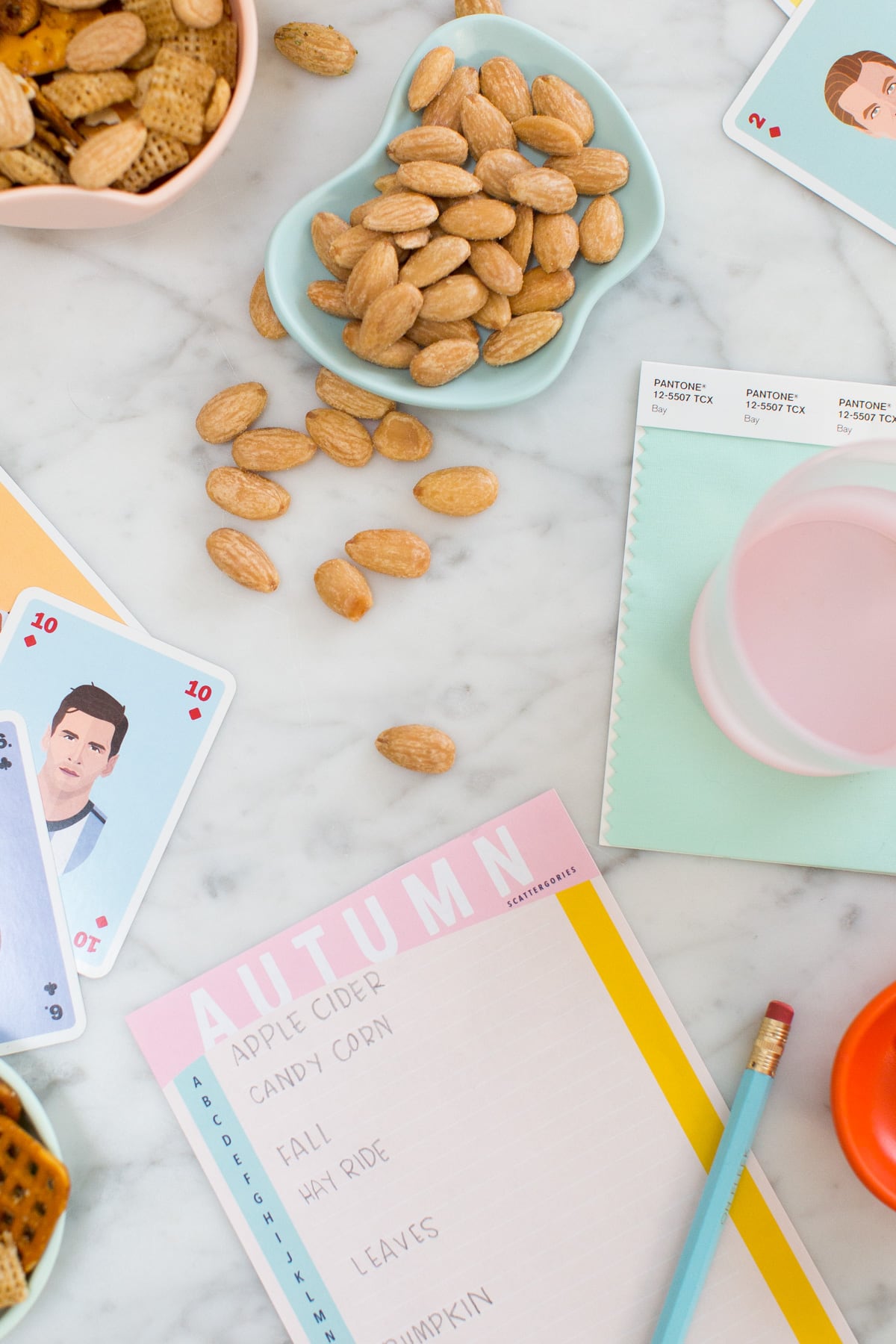 a detailed close up photo of one of our seasonal DIY Printable Scattergories Game by top houston lifestyle blogger Ashley Rose of Sugar & Cloth #diy #printable #entertaining #games