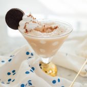 Frozen Cookies and Cream Polka Dot Martinis Recipe by top Houston lifestyle blogger Ashley Rose of Sugar and Cloth #recipe #cocktail #martini #frozendrinks
