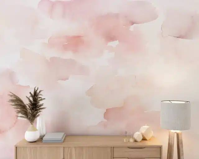 Pink Abstract Watercolor Wallpaper - Removable Peel and Stick