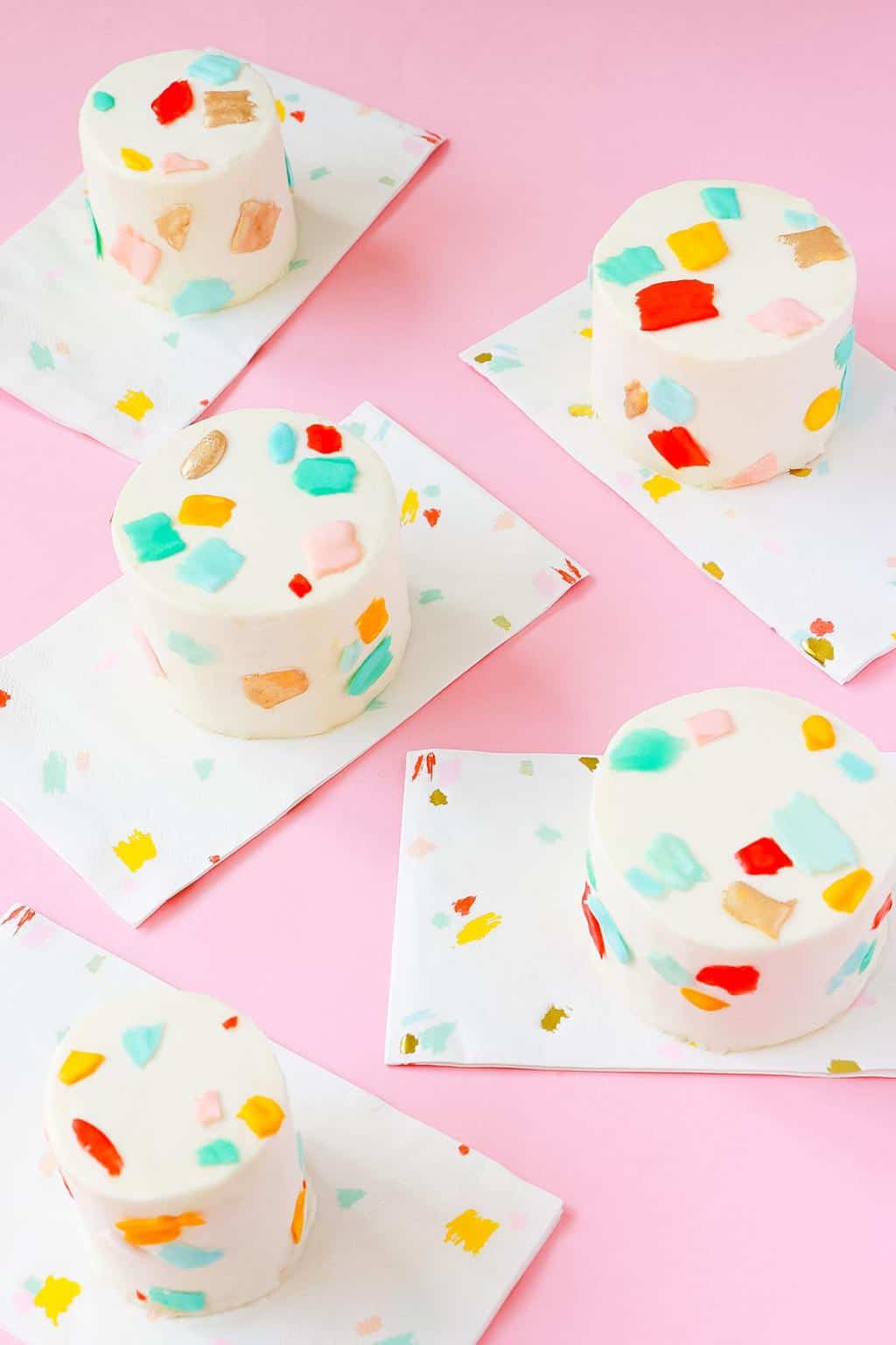 DIY Mini Confetti Print Cakes by top Houston lifestyle blogger Ashley Rose of Sugar and Cloth #recipe #diy #cake #entertaining #parties