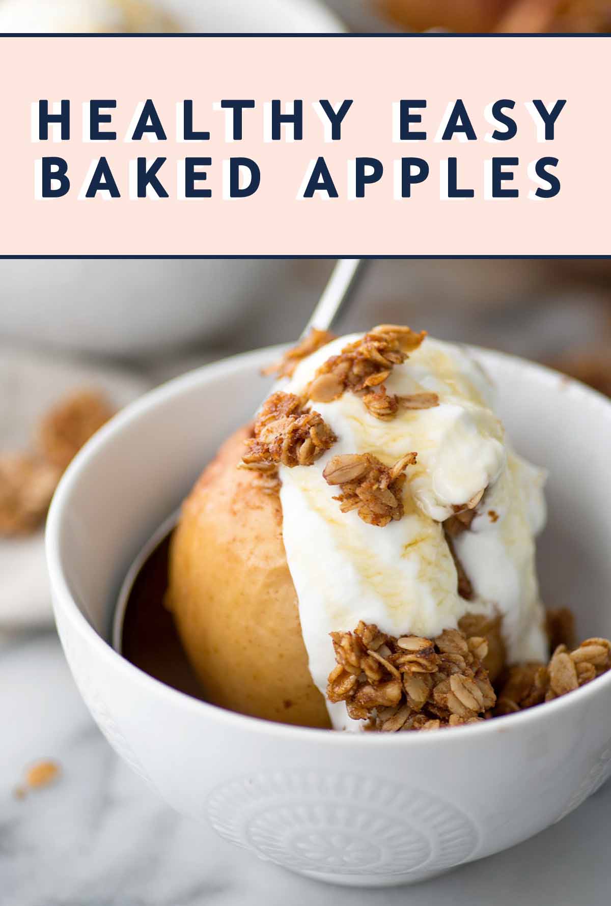 photo of a stuffed baked apple recipe with text header