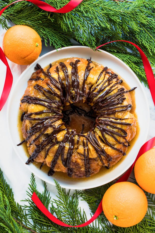doesn't it look delish?! an easy monkey bread recipe with chocolate and orange flavors (or whatever floats your boat!) for the holidays! by top Houston lifestyle blogger Ashley Rose of Sugar & Cloth - #recipe #easy #christmas #holidays #quickrecipes #easyrecipe #holiday #winter