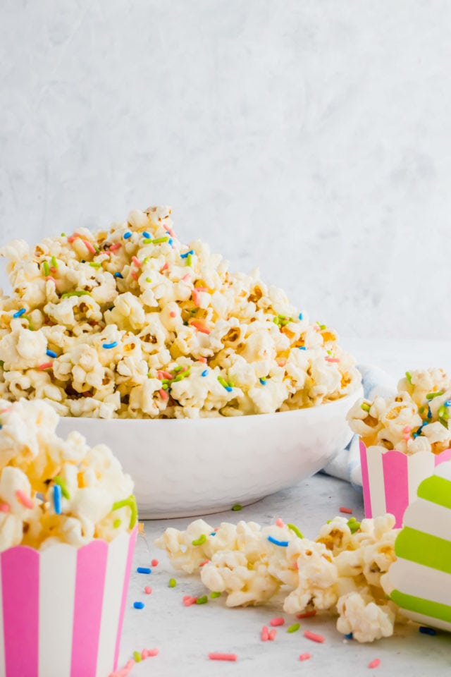 christmas white chocolate funfetti popcorn by top Houston lifesyle blogger Ashley Rose of Sugar and Cloth #recipes #entertaining #idea 