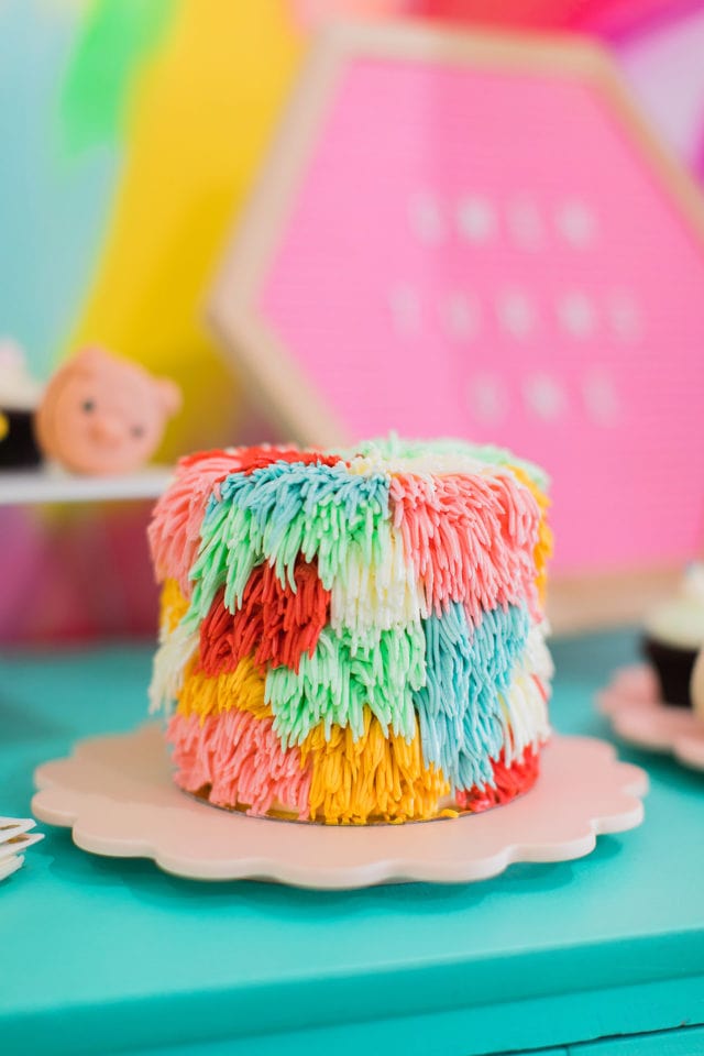 custom rainbow shag cake