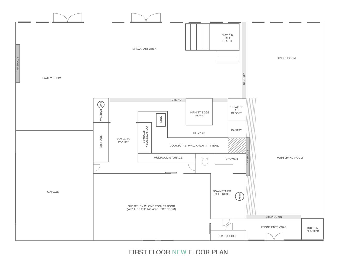 our new final plans for the new house first floor! Sugar & Cloth Casa: Renovation Update + Floor Plans for First Floor! by top Houston lifestyle blogger Ashley Rose of Sugar & Cloth #homedecor #interiors #design #interiordesign #floorplans #renovation #ideas