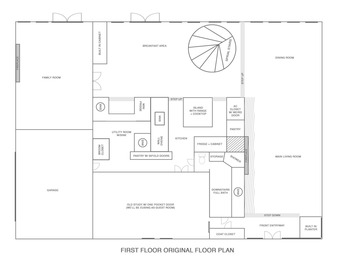 the original layout of our new house - Sugar & Cloth Casa: Renovation Update + Floor Plans for First Floor! by top Houston lifestyle blogger Ashley Rose of Sugar & Cloth #homedecor #interiors #design #interiordesign #floorplans #renovation #ideas