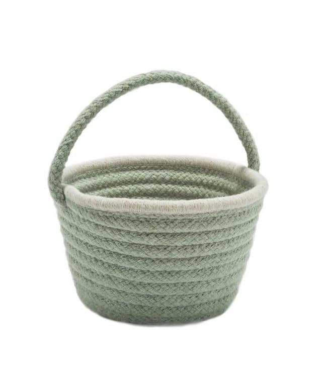 photo of the Pastel Wool Braided Basket for easter baskets for adults by top Houston lifestyle blogger Ashley Rose of Sugar & Cloth