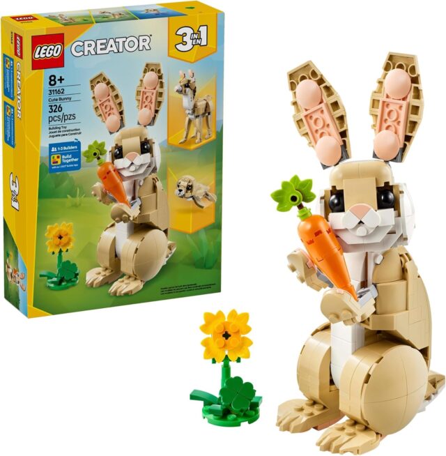 LEGO Creator 3 in 1 Cute Bunny Toy - Building Toy Set with 3 Build Options, Bunny, Seal, or Llama - Easter Basket Gift & Craft