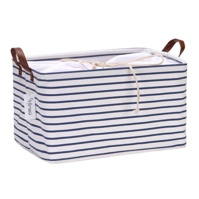 easter basket ideas for adults - photo of the Striped Collapsible Bin by top Houston lifestyle blogger Ashley Rose of Sugar & Cloth