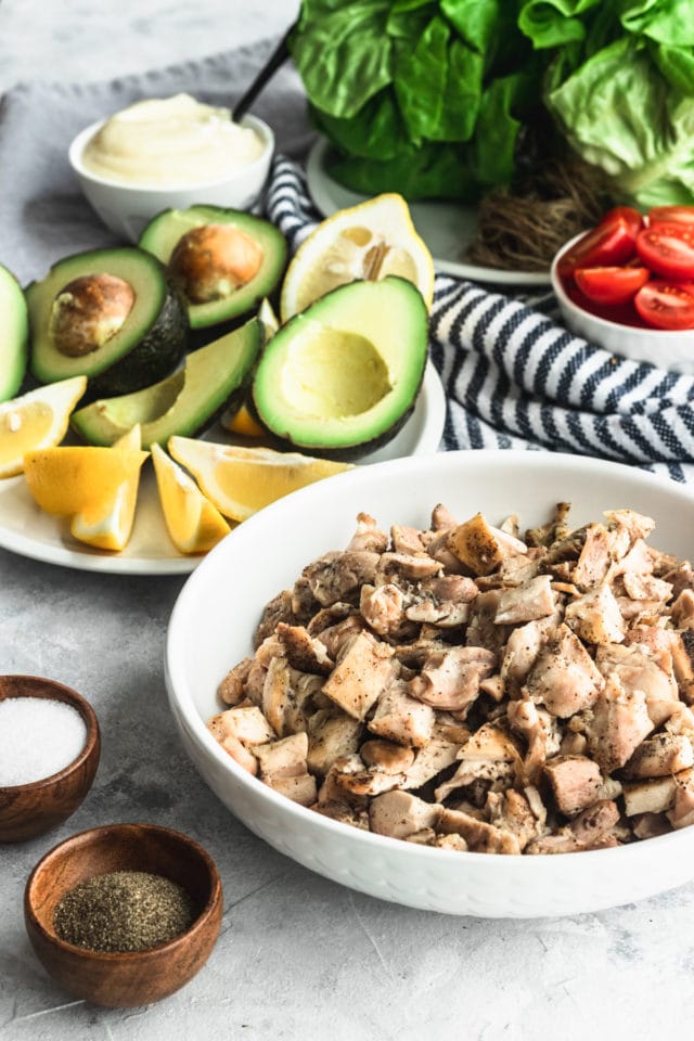 Whole30 Avocado Chicken Salad Wraps Recipe Filling top Houston lifestyle blogger Ashley Rose of Sugar & Cloth