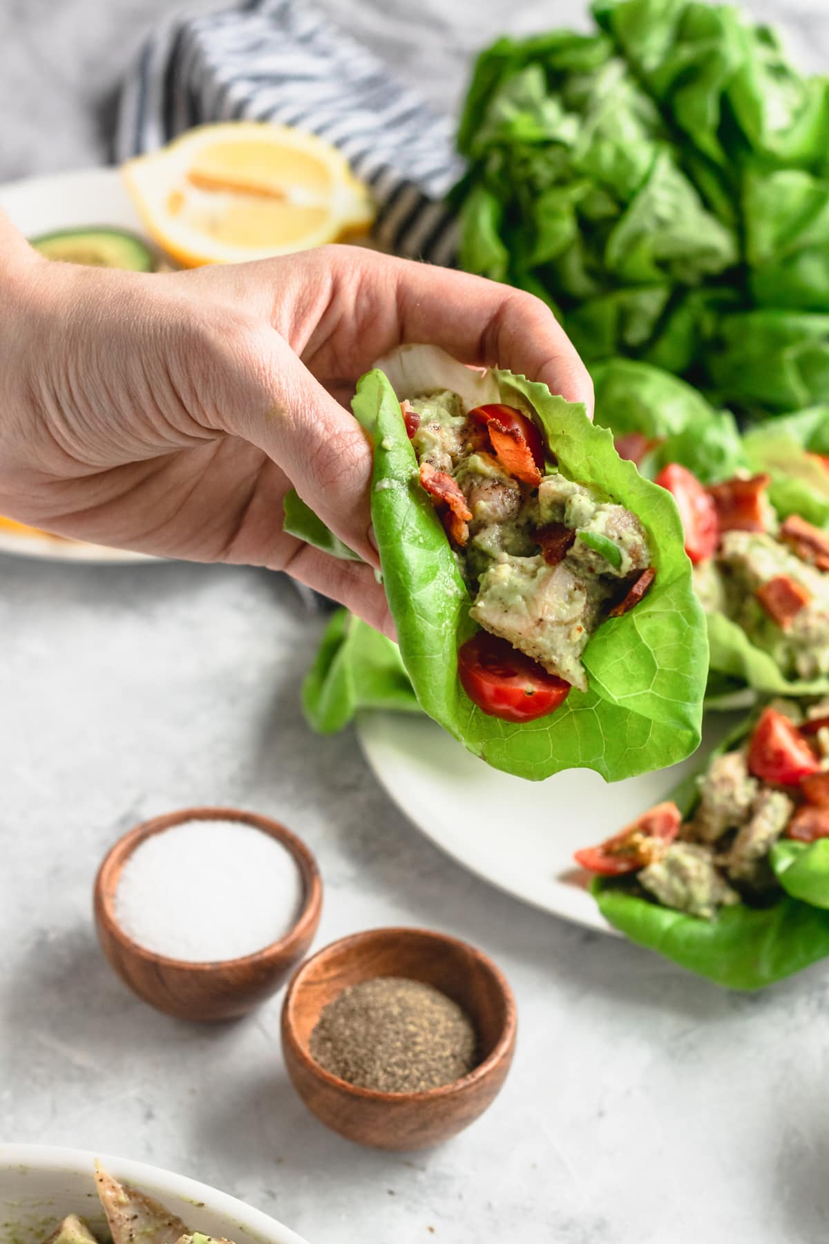 Avocado Chicken Salad Wraps Recipe Greens top Houston lifestyle blogger Ashley Rose of Sugar & Cloth