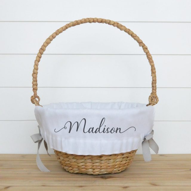 photo of the Personalized Easter Basket Liner by top Houston lifestyle blogger Ashley Rose of Sugar & Cloth