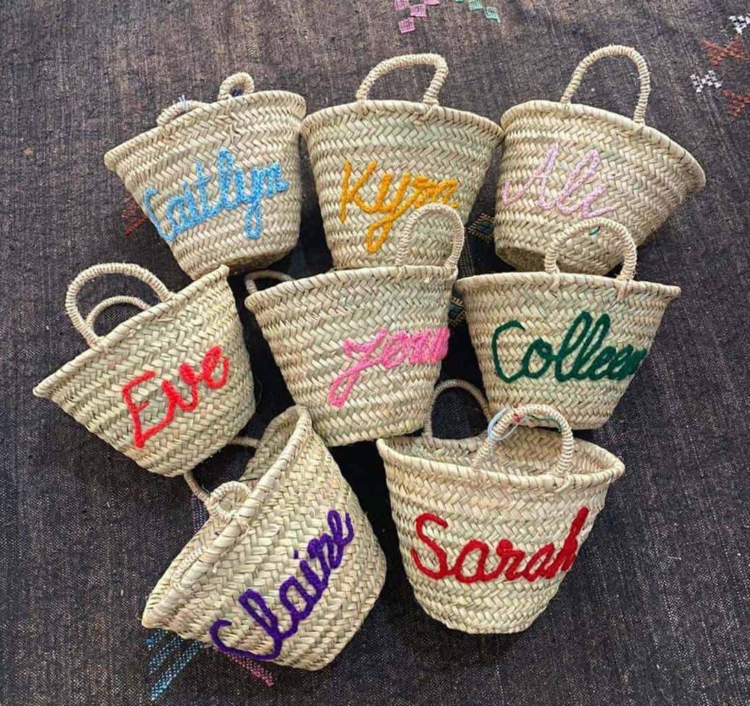 photo of the Personalized Monogram Straw Basket by top Houston lifestyle blogger Ashley Rose of Sugar & Cloth